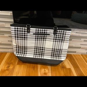 Thirty-One Tote in Black and White Plaid